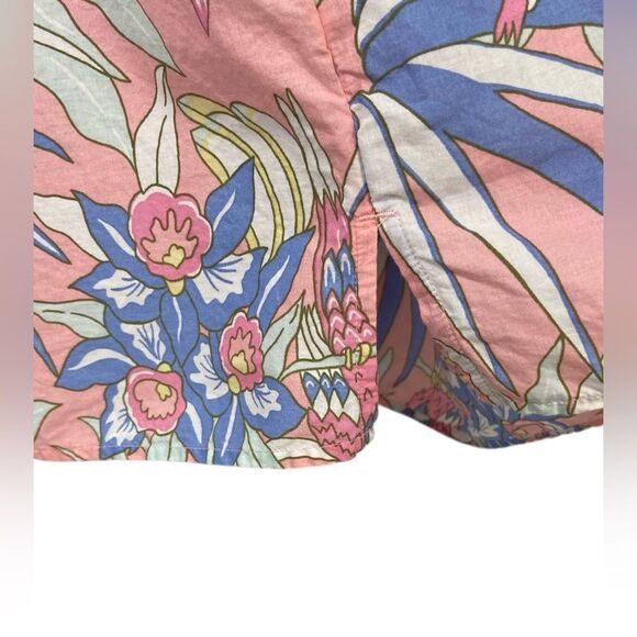 Talbots 100 % Cotton Pink and Blue Parrot Sleeveless Top. Size XL - Picture 7 of 8